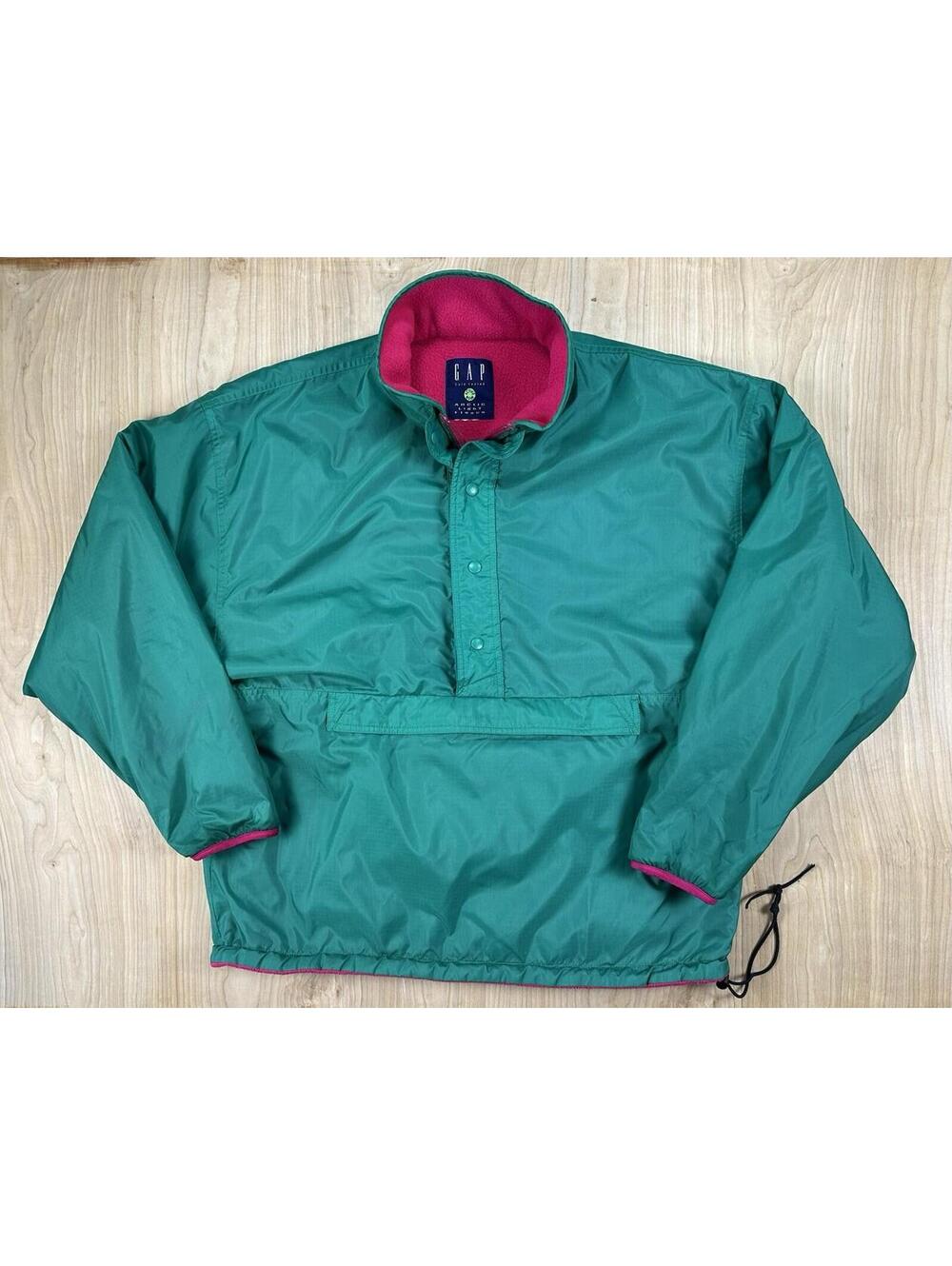 vintage 90's GAP anorak GREEN and PINK reversible ARCTIC LIGHT FLEECE large